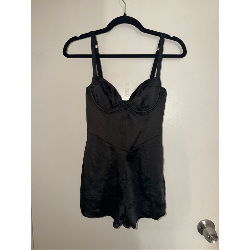 Black satin oh Polly jumpsuit size 2